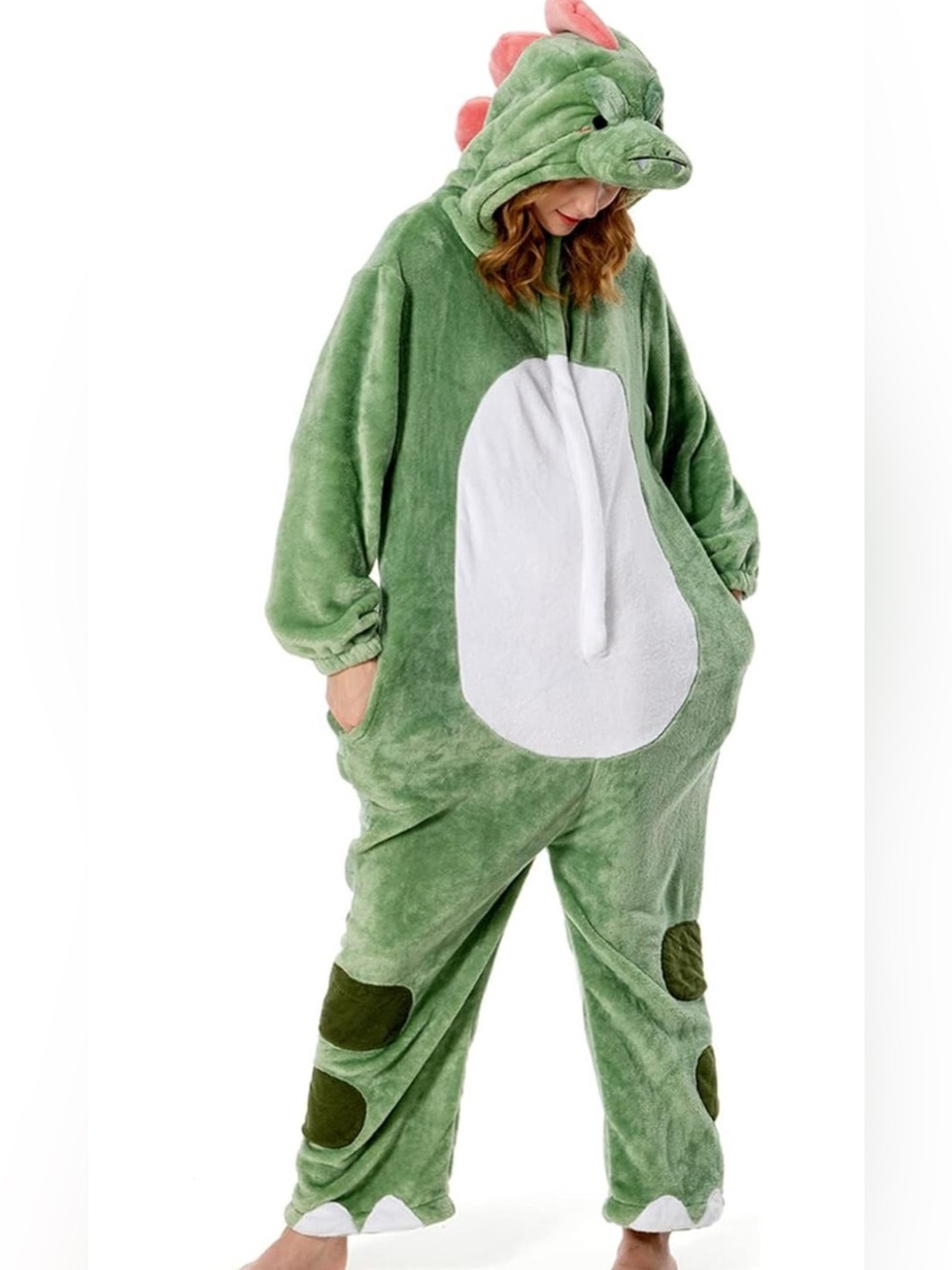 Green Dinosaur Kids Pajamas Onesie with Hood